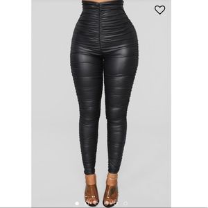 Fashion Nova Ruched Faux Leather Leggings